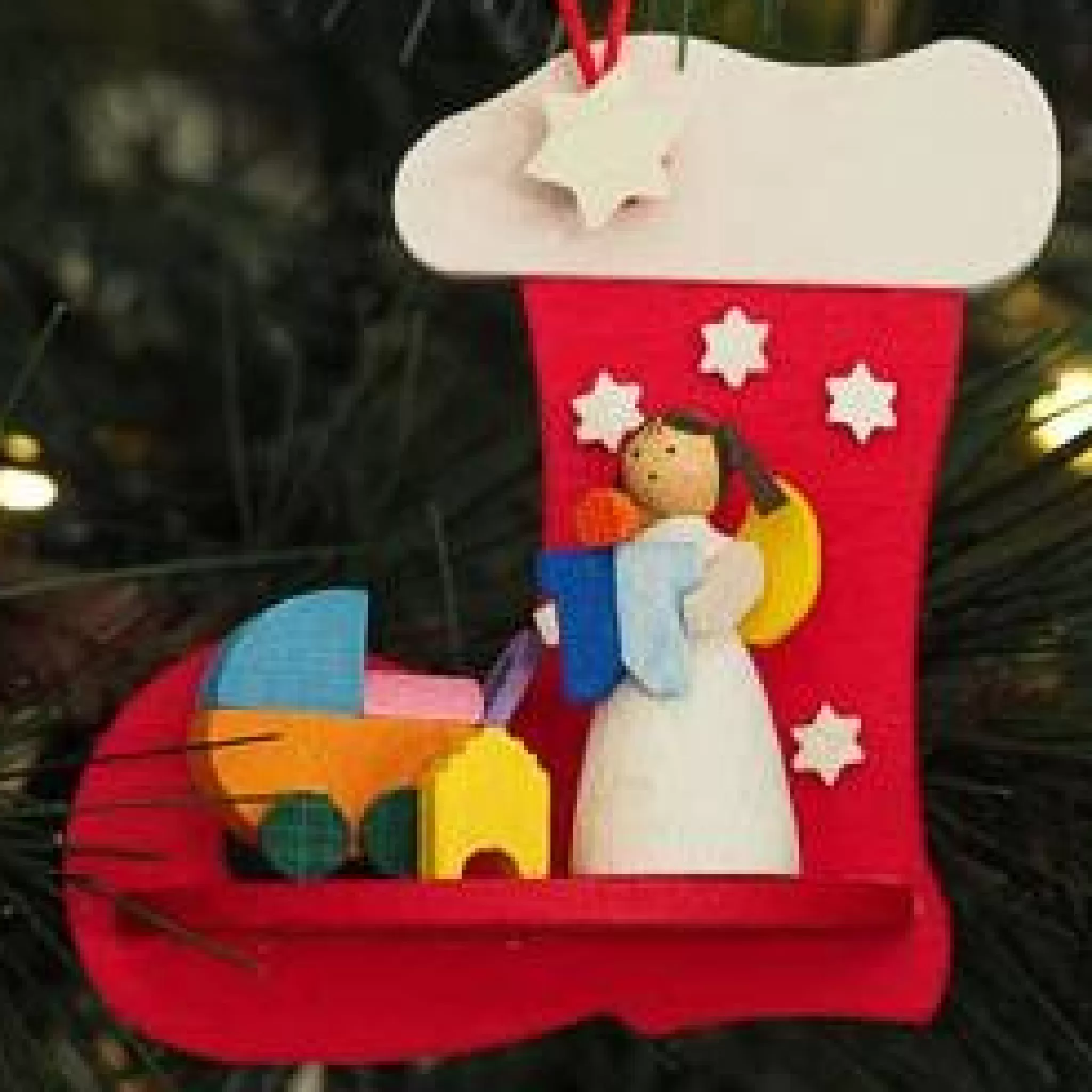 Graupner Angel In A Stocking (Baby & Pram) - Christmas Tree Decoration