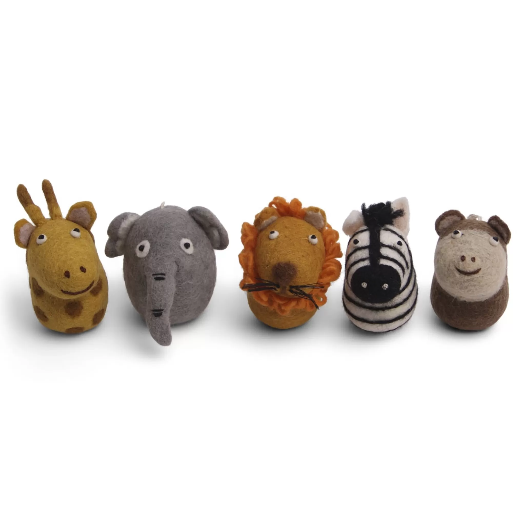 En Gry & Sif Children'S Hanging Decoration Set - Safari Animals (Set Of 5)