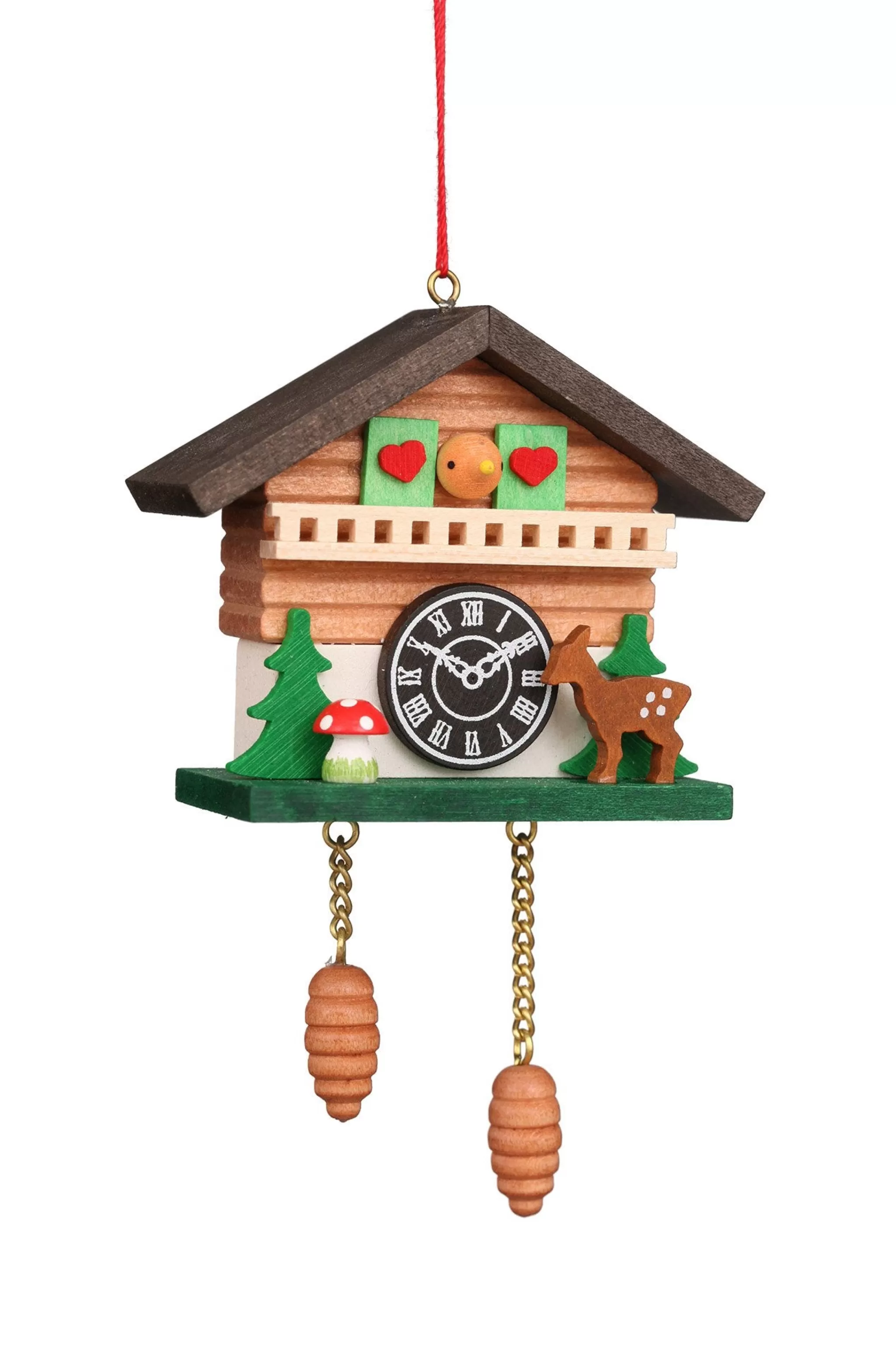 Christian Ulbricht Cuckoo Clock - Forest Cabin With Baby Deer - Christmas Tree Decoration
