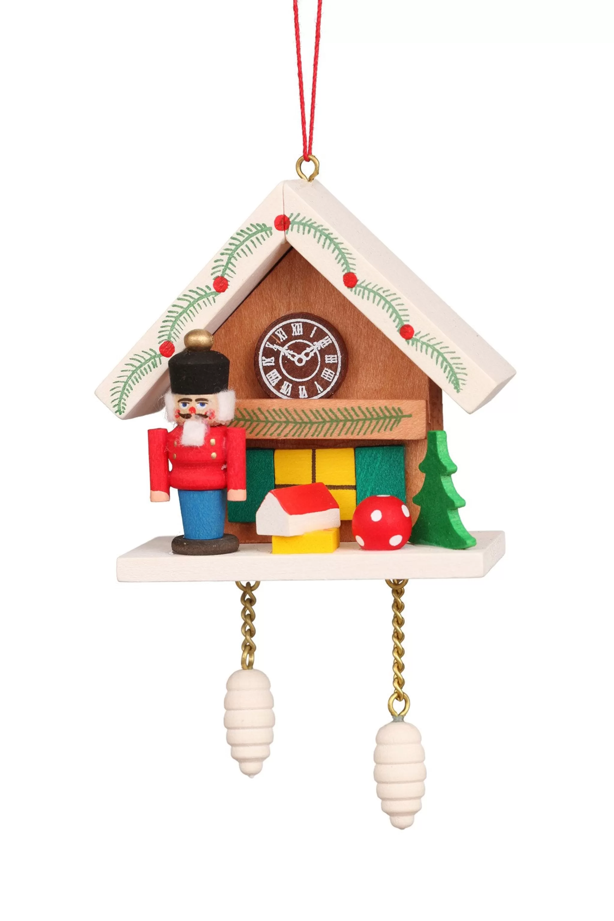 Christian Ulbricht Cuckoo Clock - Nutcracker Under Snow-Capped Roof - Christmas Tree Decoration