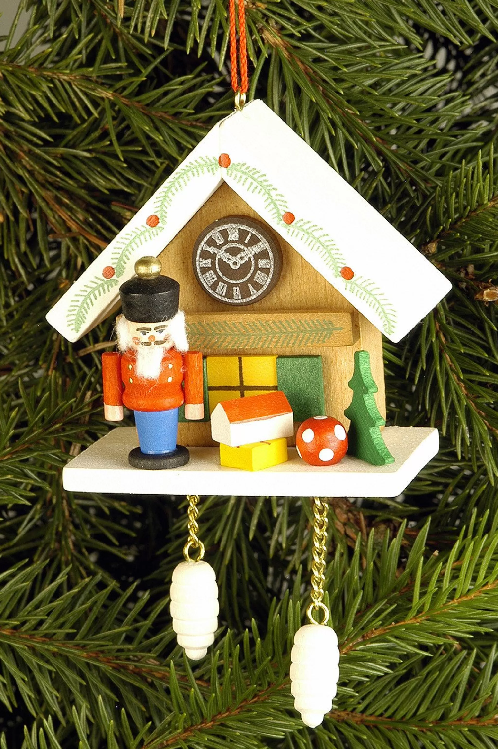 Christian Ulbricht Cuckoo Clock - Nutcracker Under Snow-Capped Roof - Christmas Tree Decoration