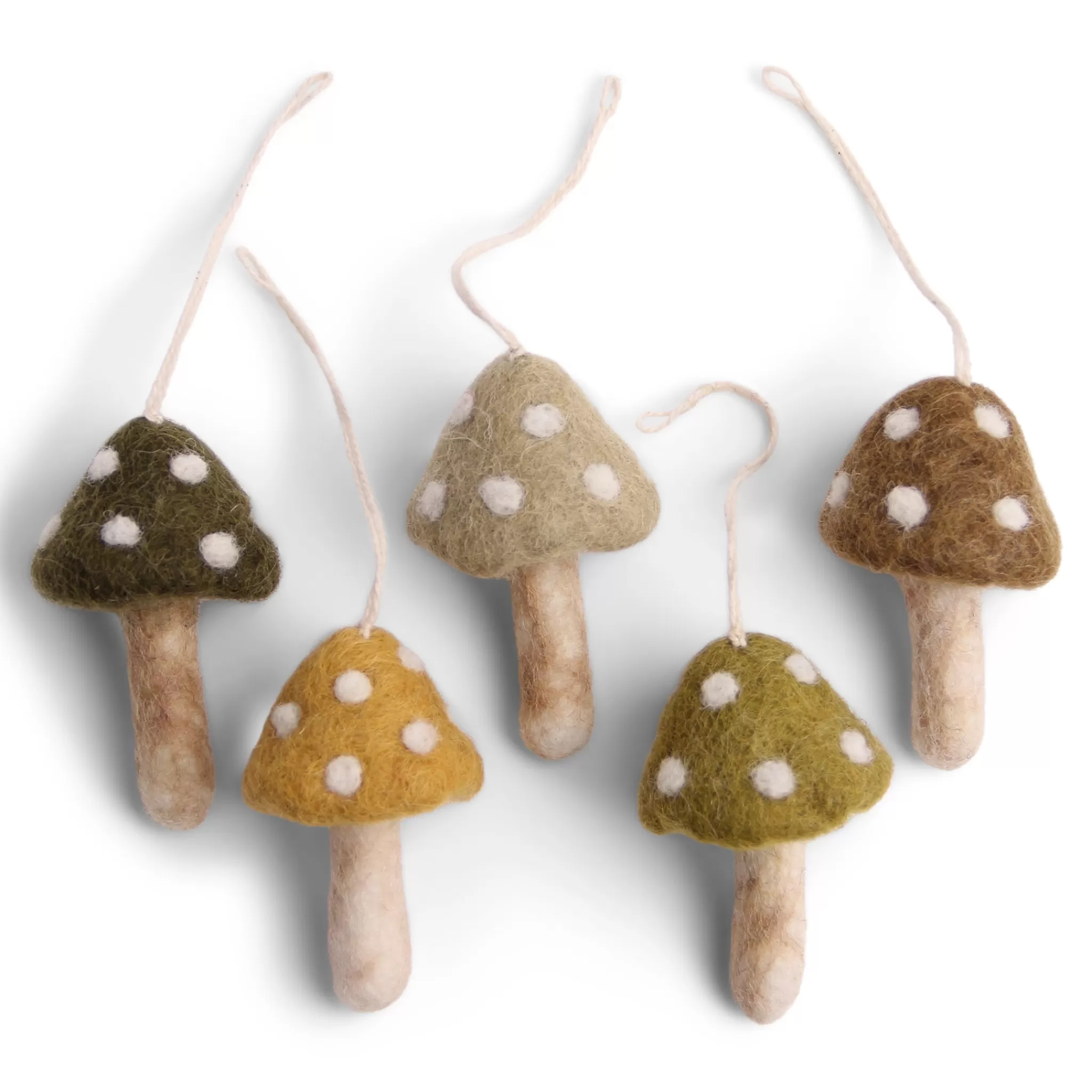 En Gry & Sif Fall And Christmas Hanging Decoration - Mushrooms In Neutral Tones (Set Of 5)