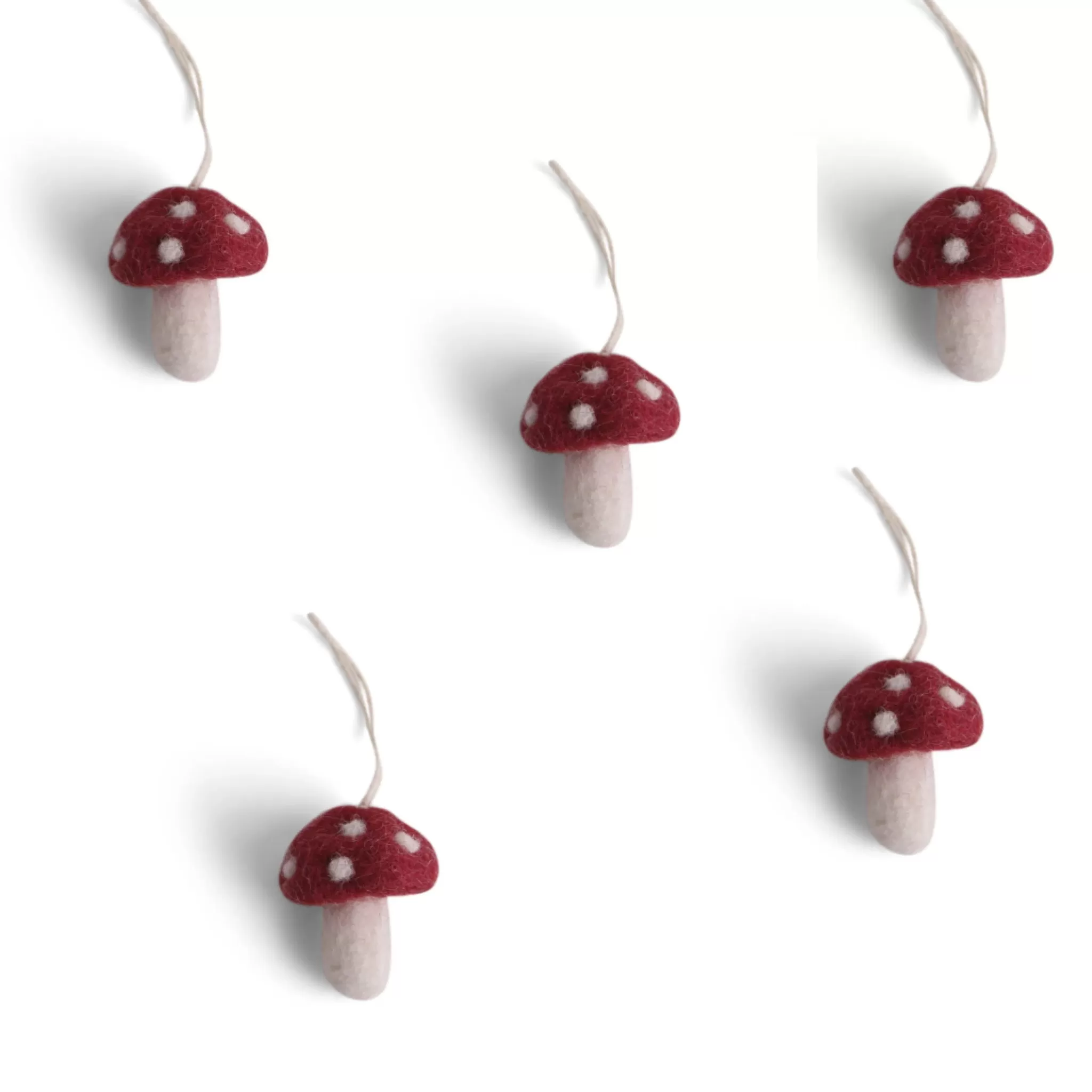 En Gry & Sif Fall And Christmas Hanging Decoration - Mushrooms With Red Caps (Set Of 5)