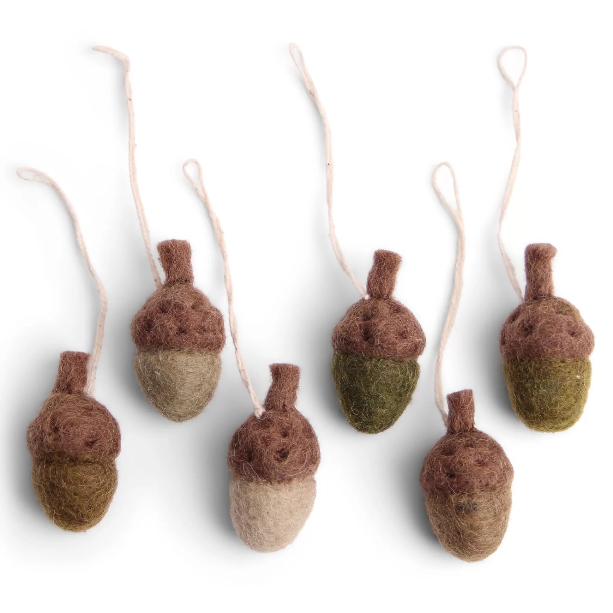 En Gry & Sif Fall Hanging Decoration - Little Acorns In Natural Tones (Set Of 6)