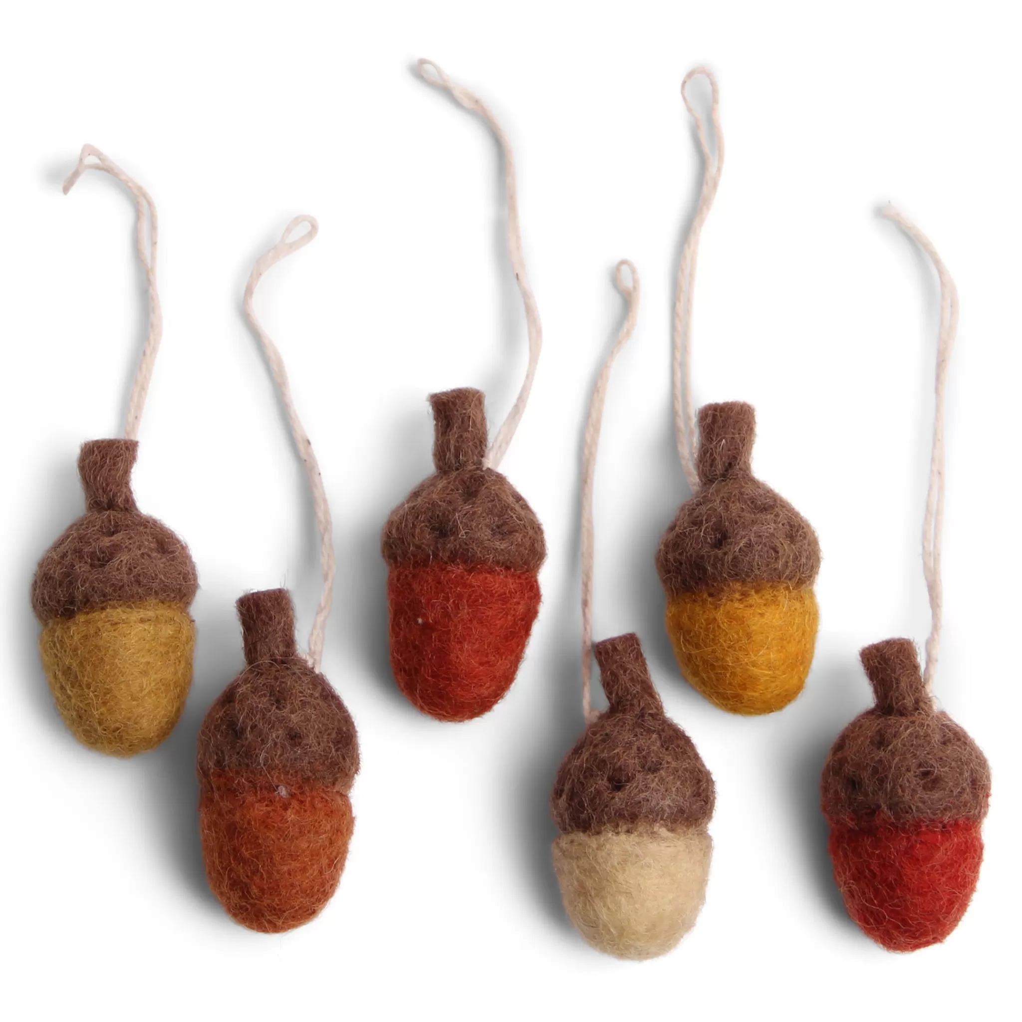 En Gry & Sif Fall Hanging Decoration - Little Acorns In Russet Tones (Set Of 6)