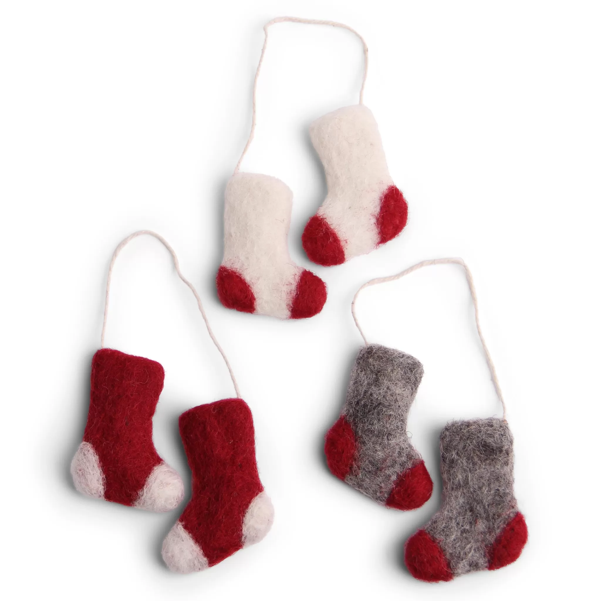 En Gry & Sif Felt Christmas Tree Decoration - Adorable Socks (Set Of 3 Pairs)