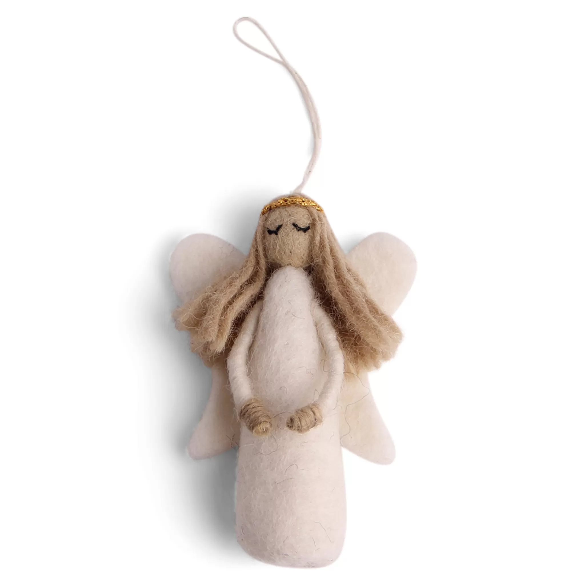 En Gry & Sif Felt Christmas Tree Decoration - Angel With Golden Halo