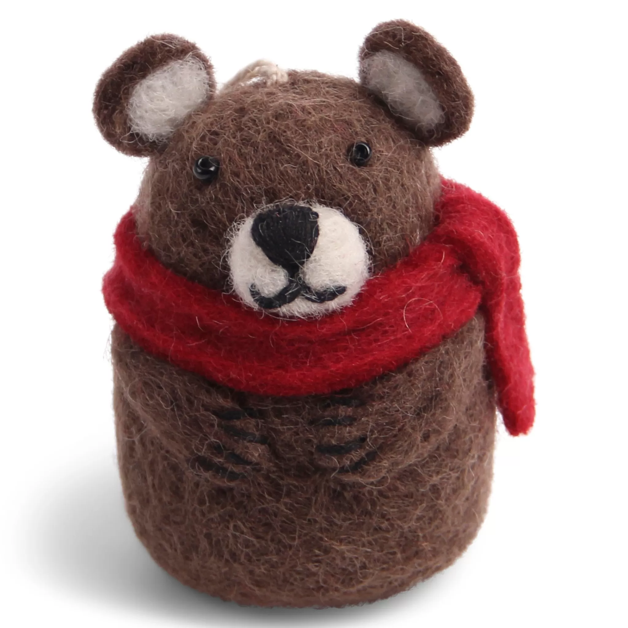 En Gry & Sif Felt Christmas Tree Decoration - Bear With Scarf