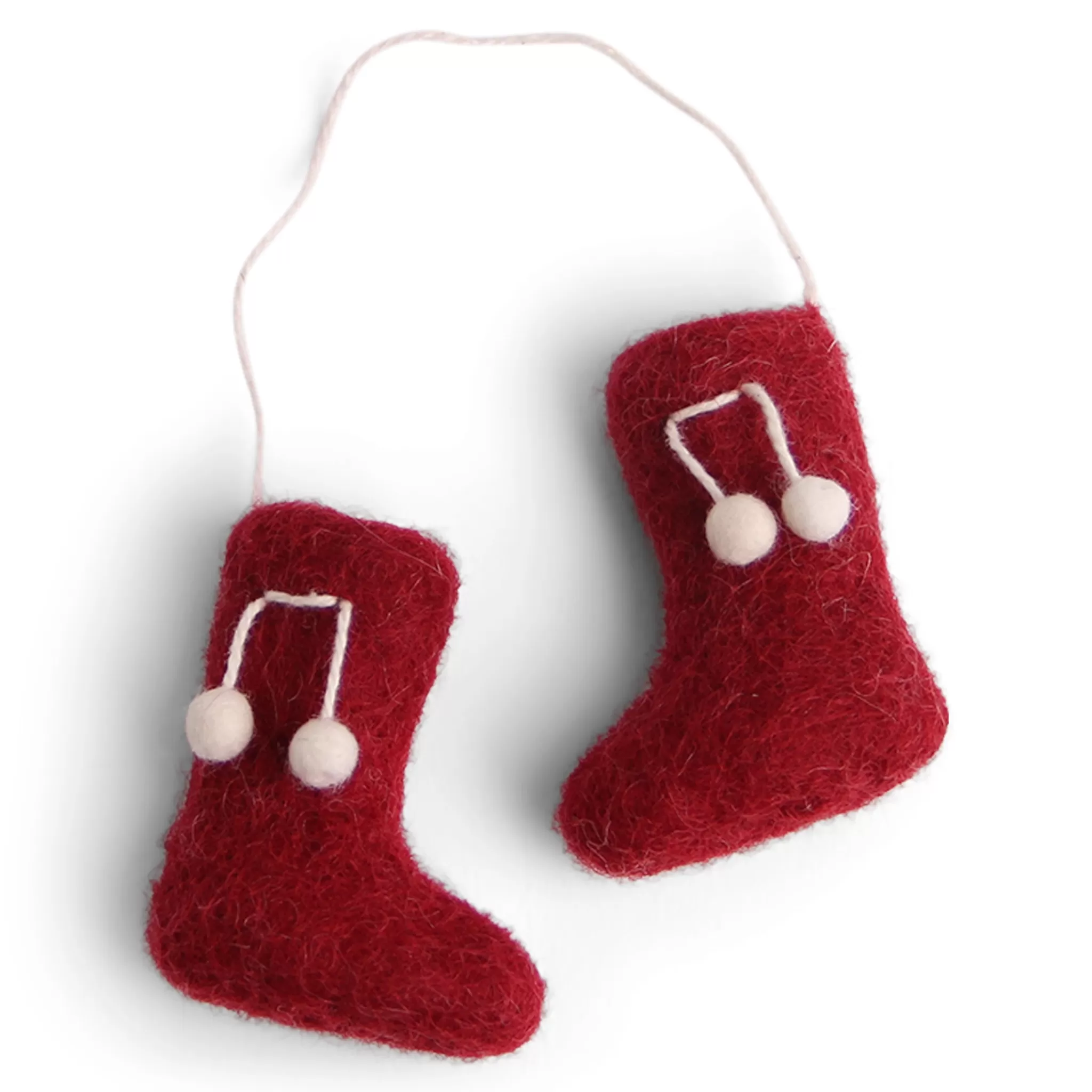 En Gry & Sif Felt Christmas Tree Decoration - Booties In Festive Red