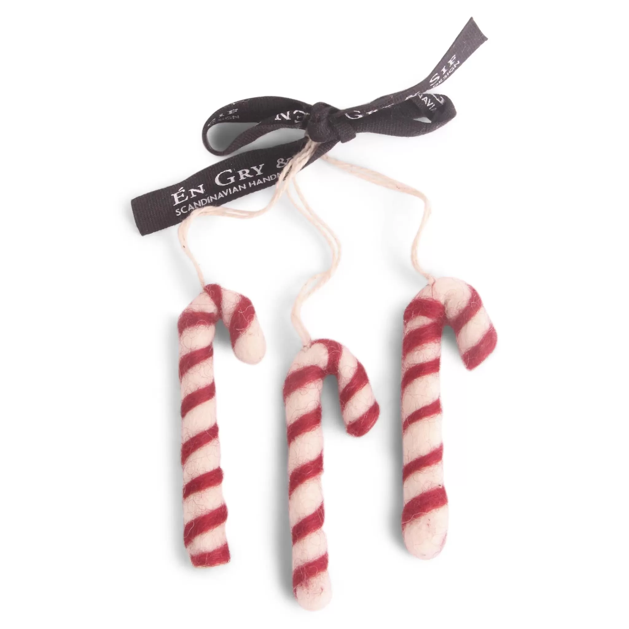 En Gry & Sif Felt Christmas Tree Decoration - Candy Canes (Set Of 3)