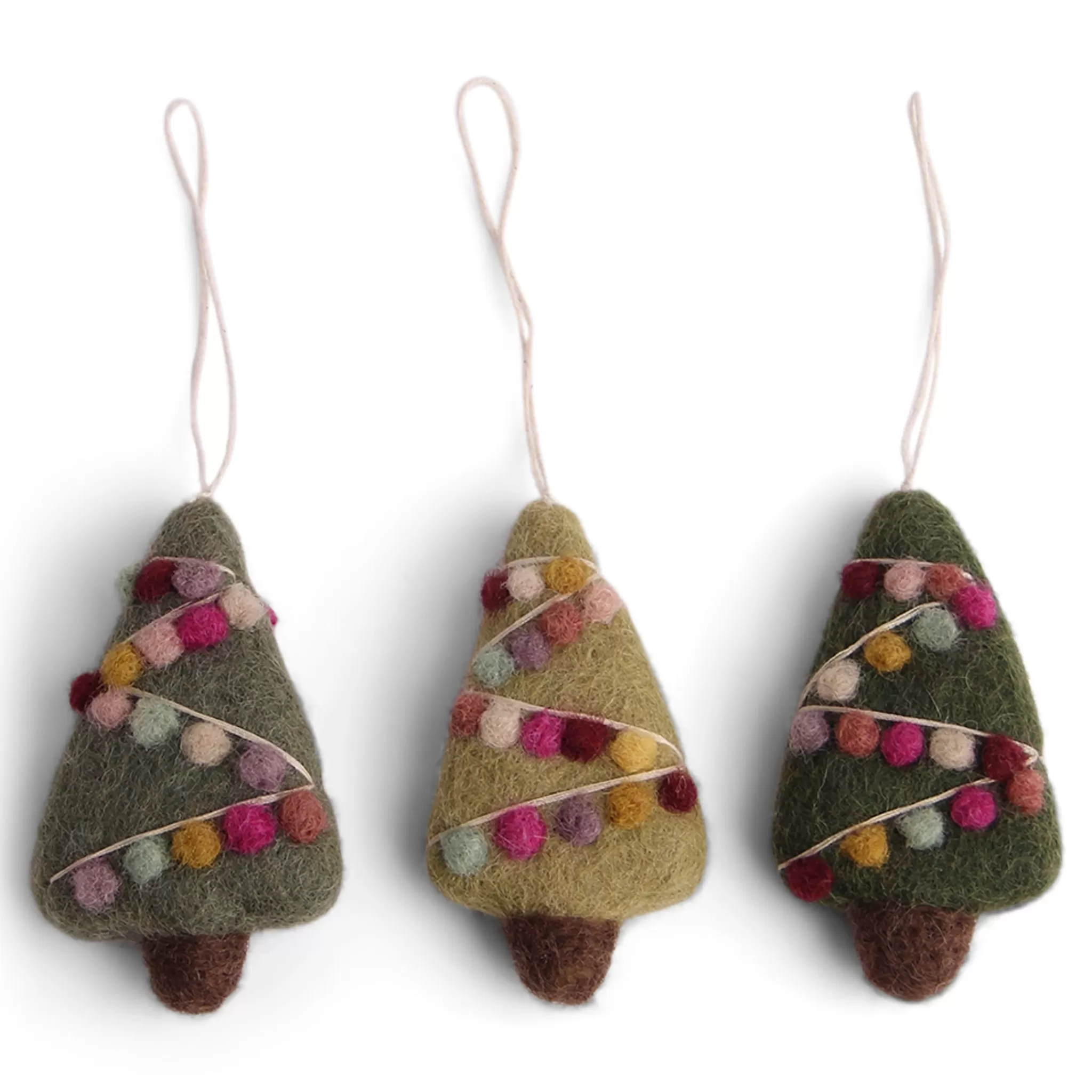En Gry & Sif Felt Christmas Tree Decoration - Decorated Trees (Set Of 3)
