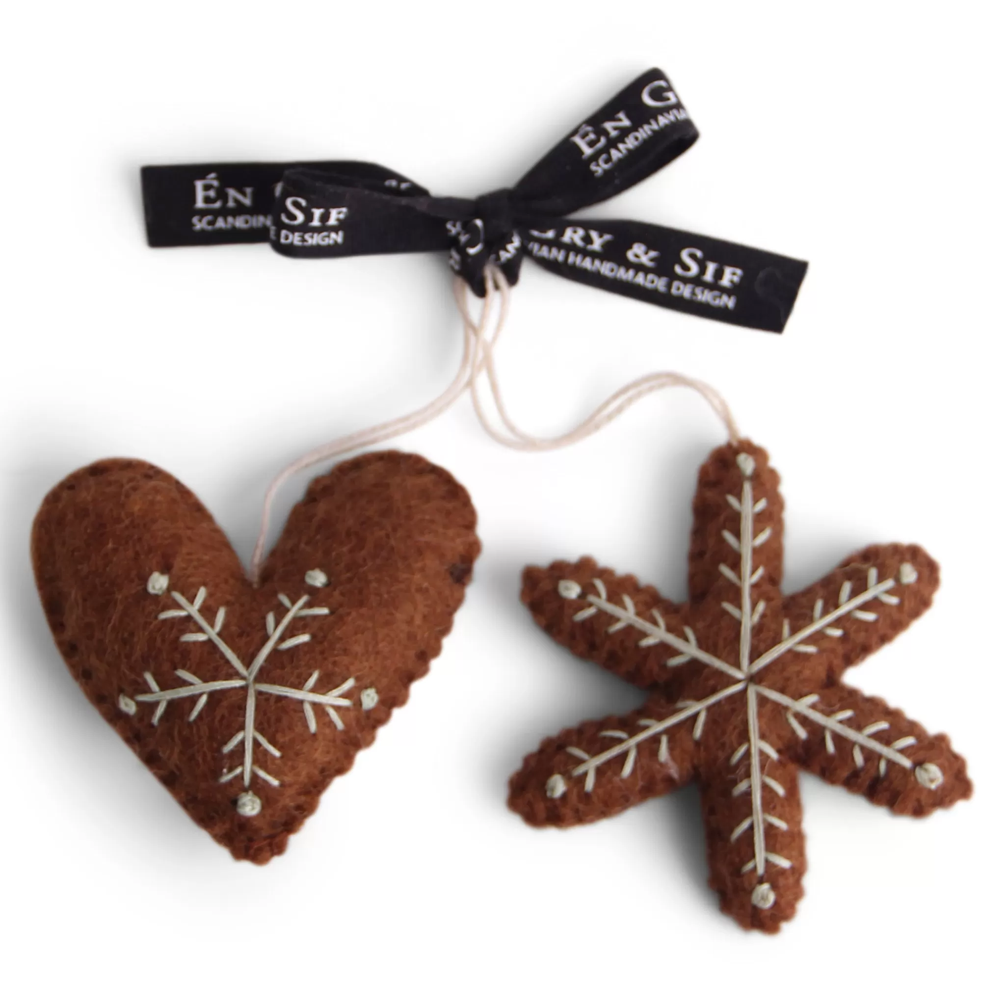 En Gry & Sif Felt Christmas Tree Decoration - Gingerbread Cookies (Set Of 2)