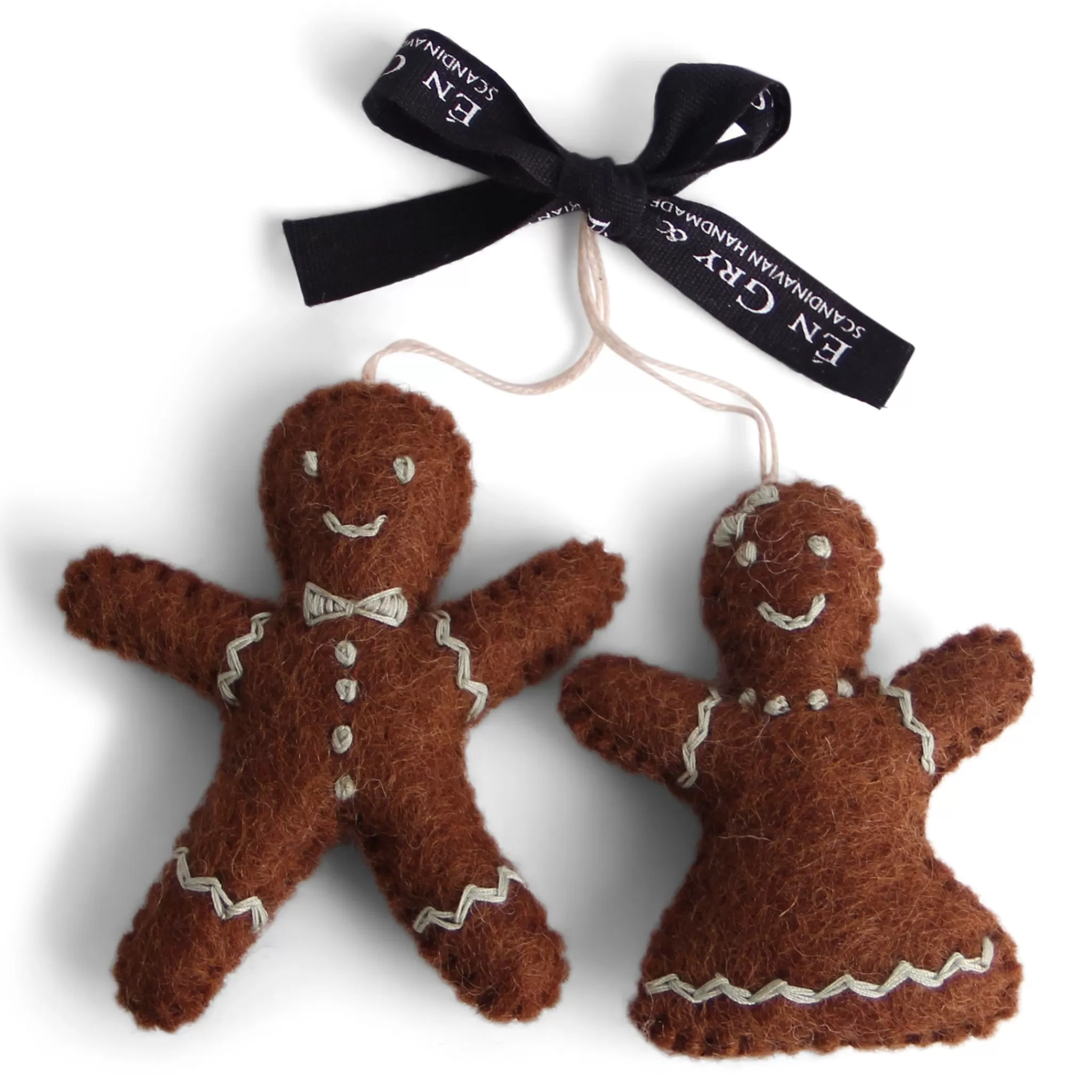 En Gry & Sif Felt Christmas Tree Decoration - Gingerbread Couple (Set Of 2)