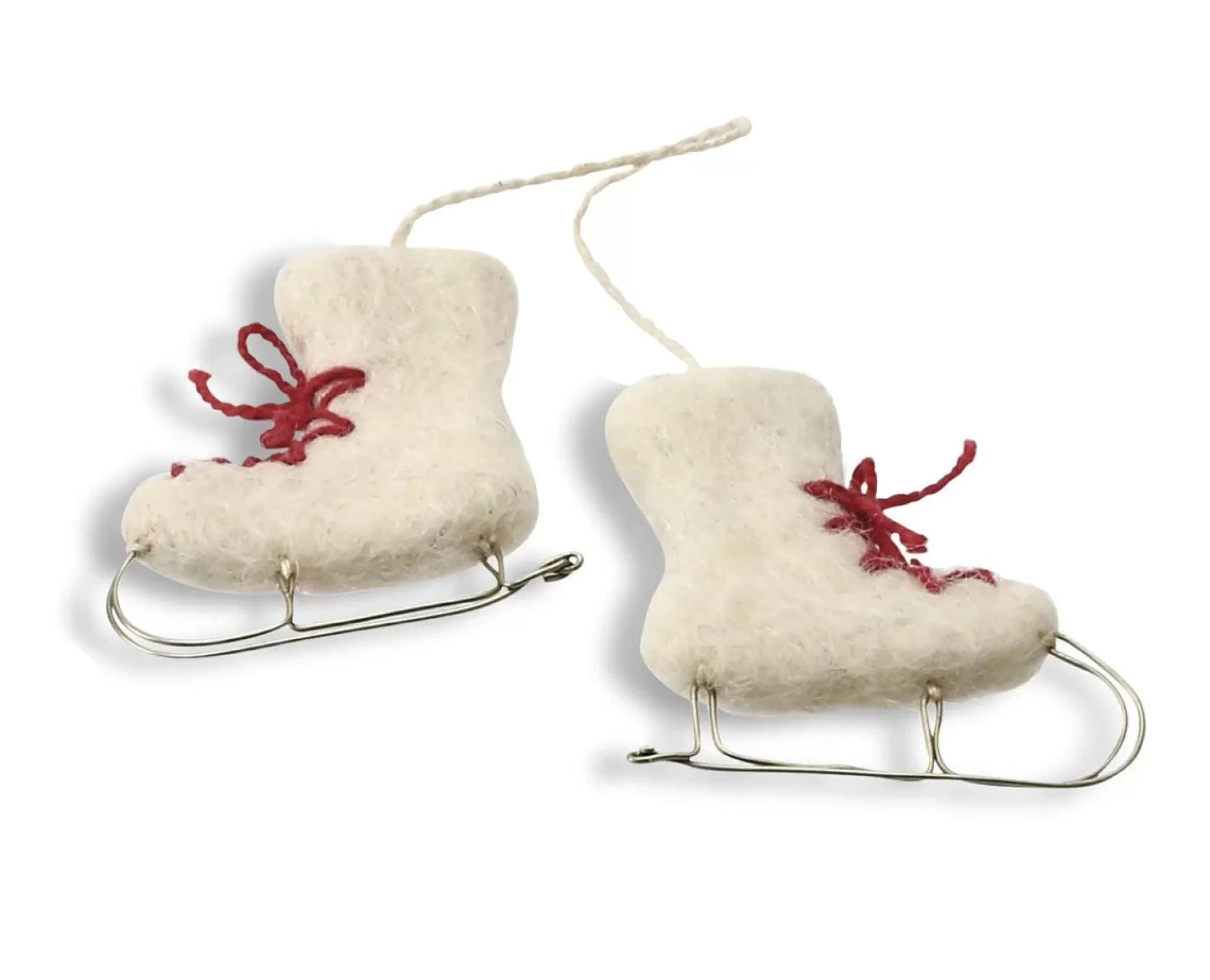 En Gry & Sif Felt Christmas Tree Decoration - Ice Skates (White)