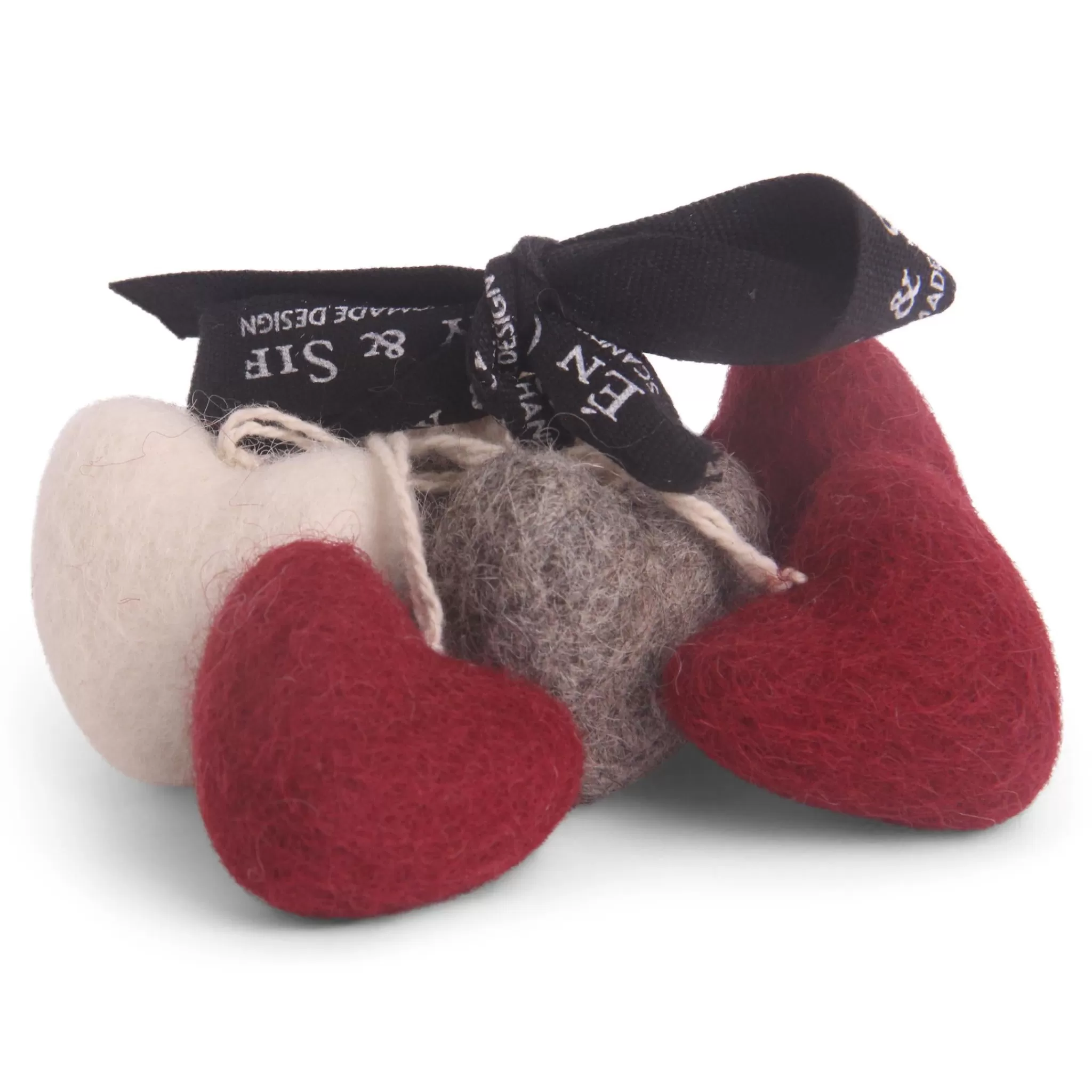 En Gry & Sif Felt Christmas Tree Decoration - Mini Hearts (Set Of 6)