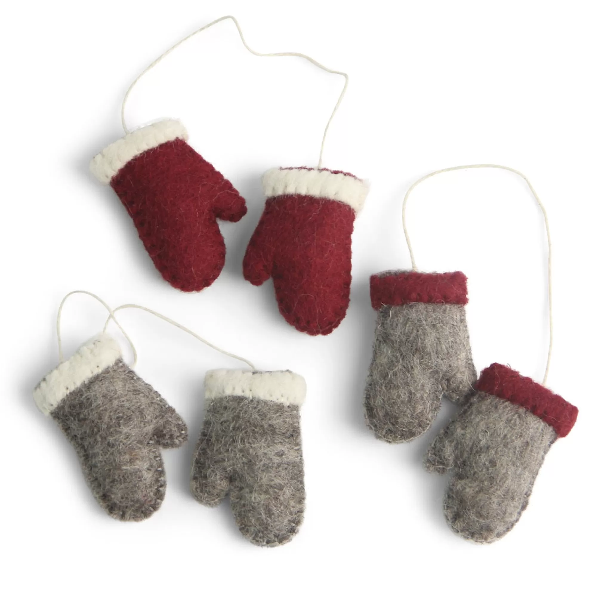 En Gry & Sif Felt Christmas Tree Decoration - Mittens (Set Of 3)