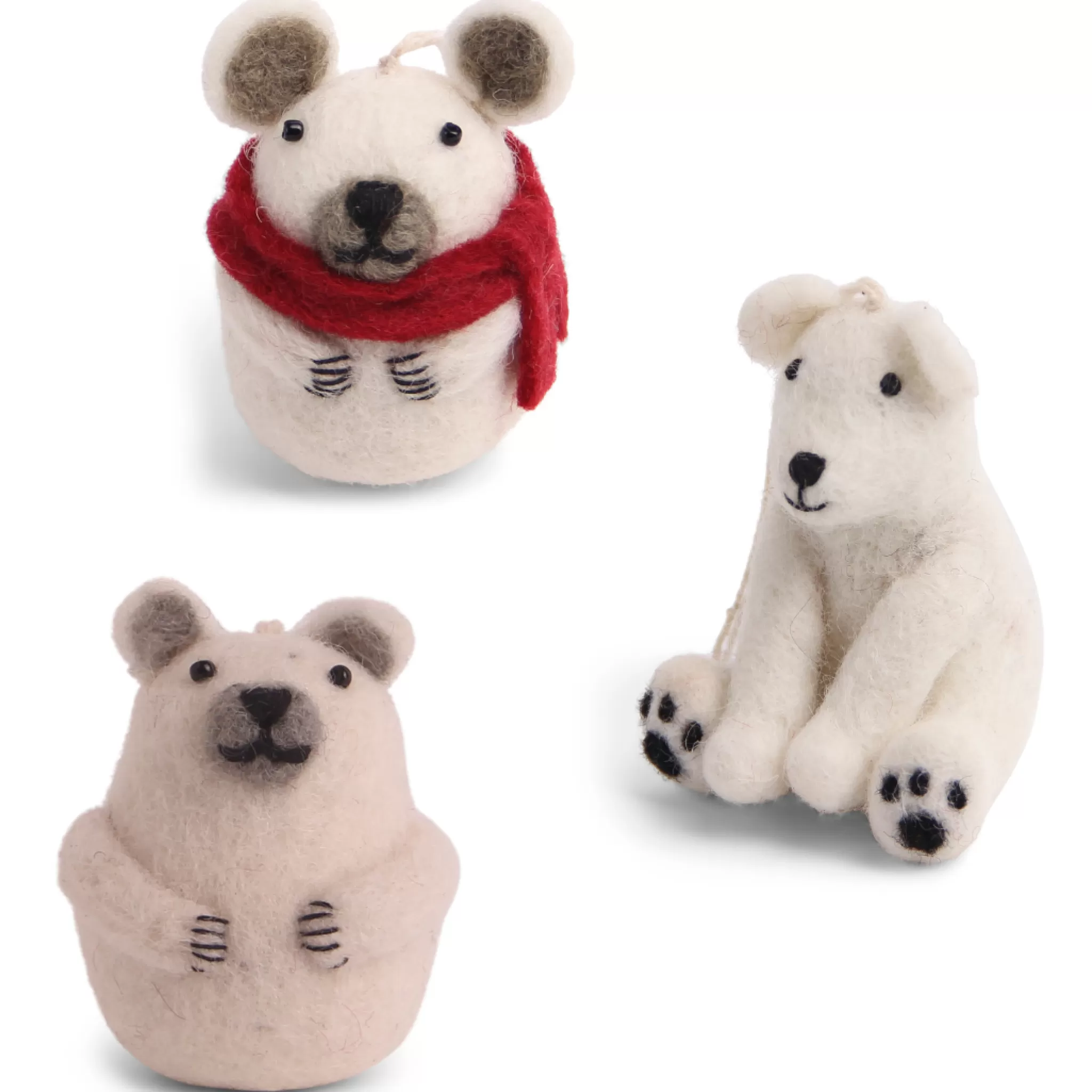 En Gry & Sif Felt Christmas Tree Decoration - Polar Bear Trio