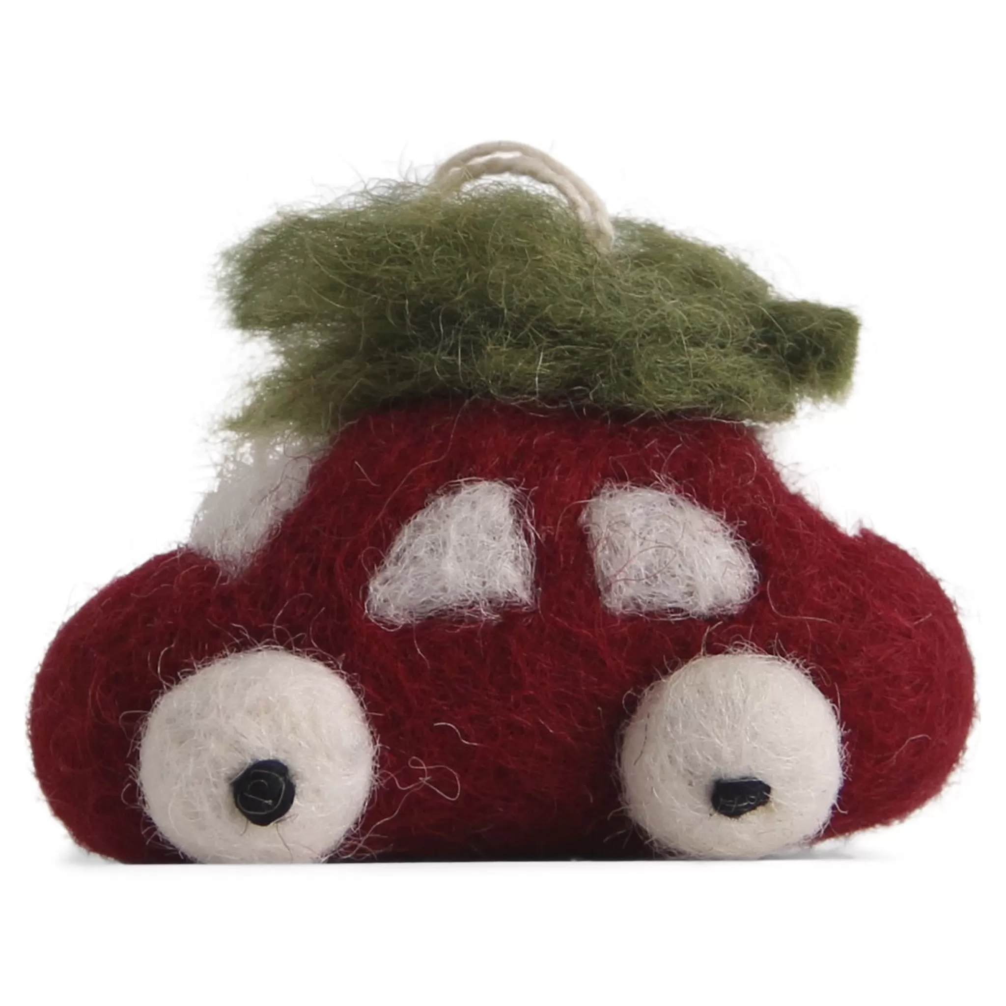 En Gry & Sif Felt Christmas Tree Decoration - Red Car With Tree