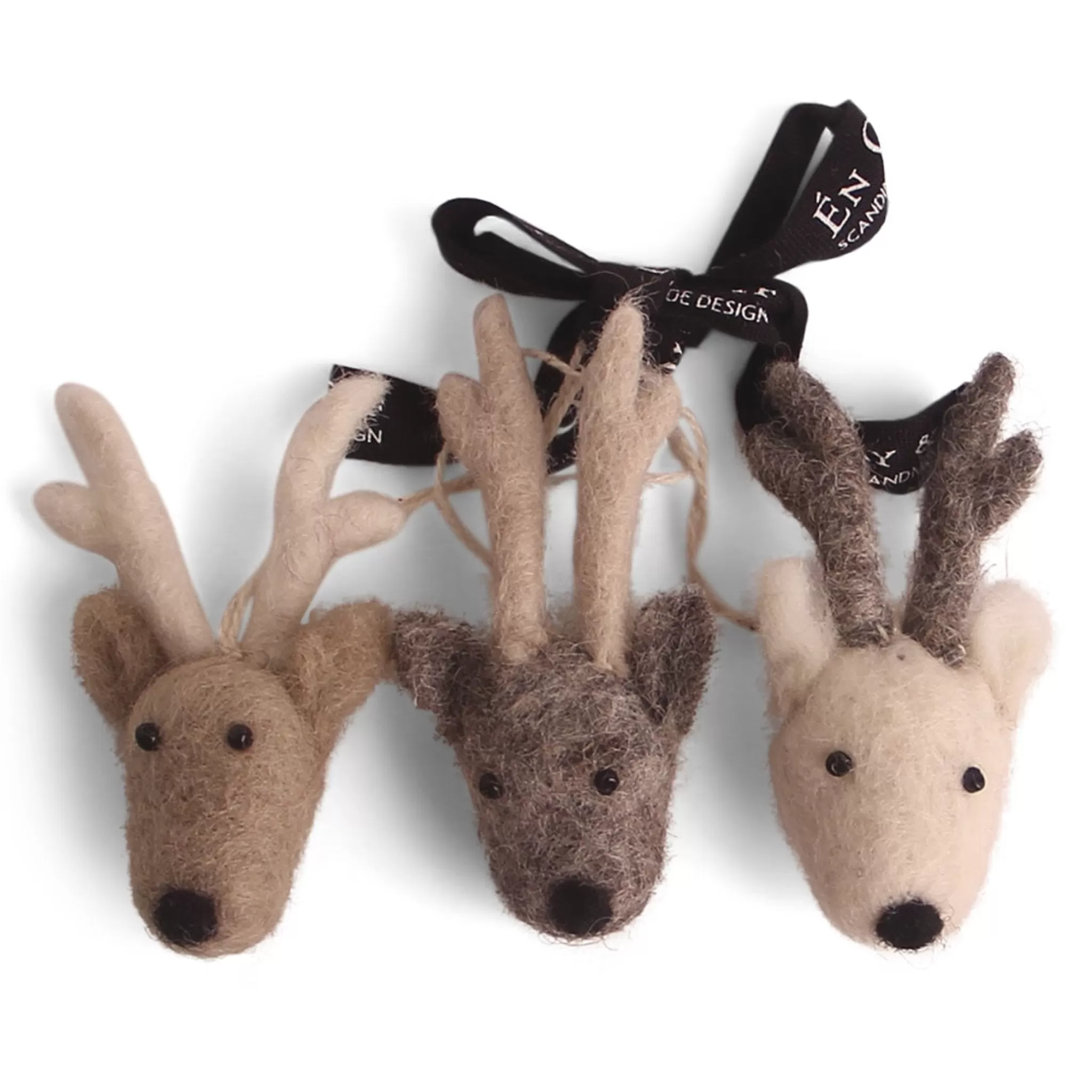 En Gry & Sif Felt Christmas Tree Decoration - Reindeer Faces (Set Of 3)