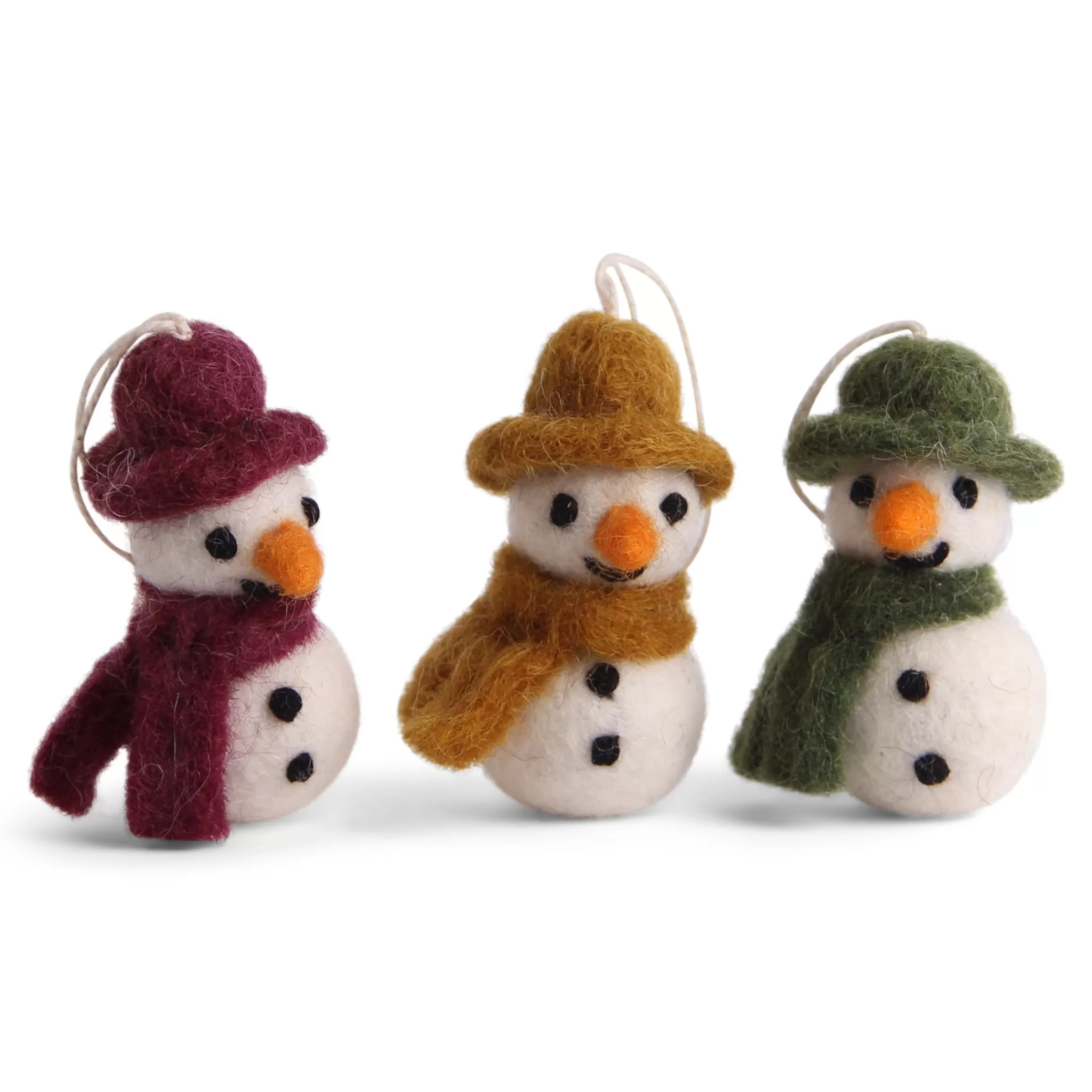 En Gry & Sif Felt Christmas Tree Decoration - Snowman Miniatures (Set Of 3)
