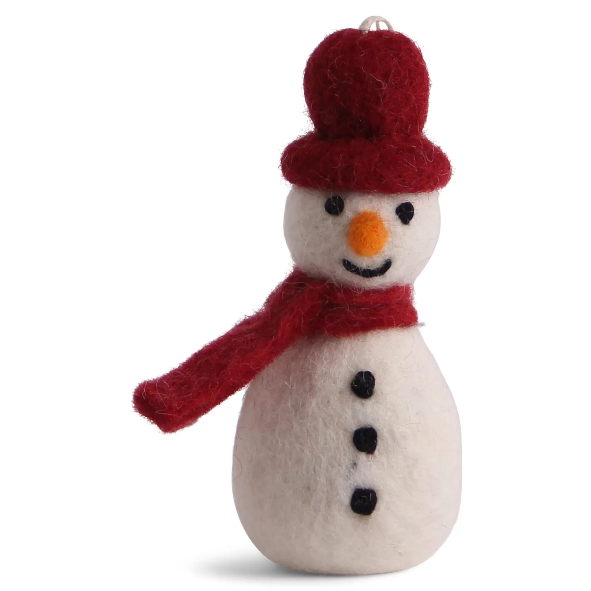 En Gry & Sif Felt Christmas Tree Decoration - Snowman With Red Hat And Scarf