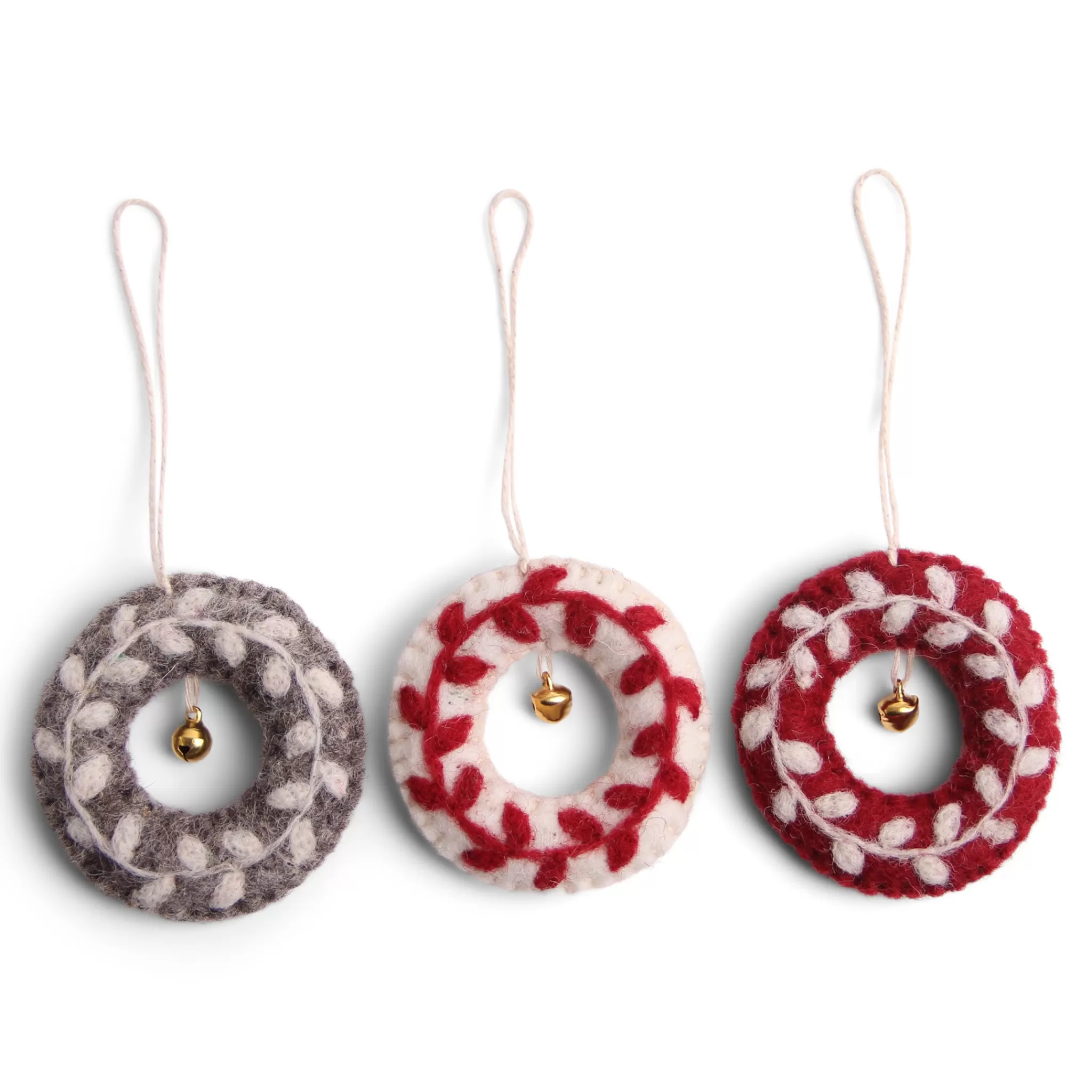 En Gry & Sif Felt Christmas Tree Decoration - Wreaths (Set Of 3)