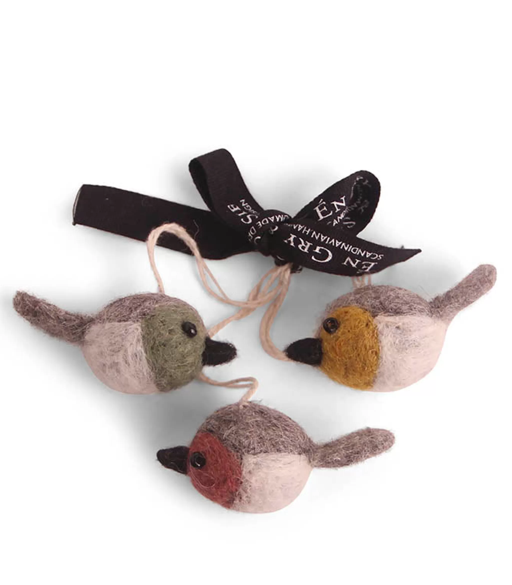 En Gry & Sif Felt Hanging Decoration - Colourful Finches (Mini Set Of 3) - Hanging Decorations