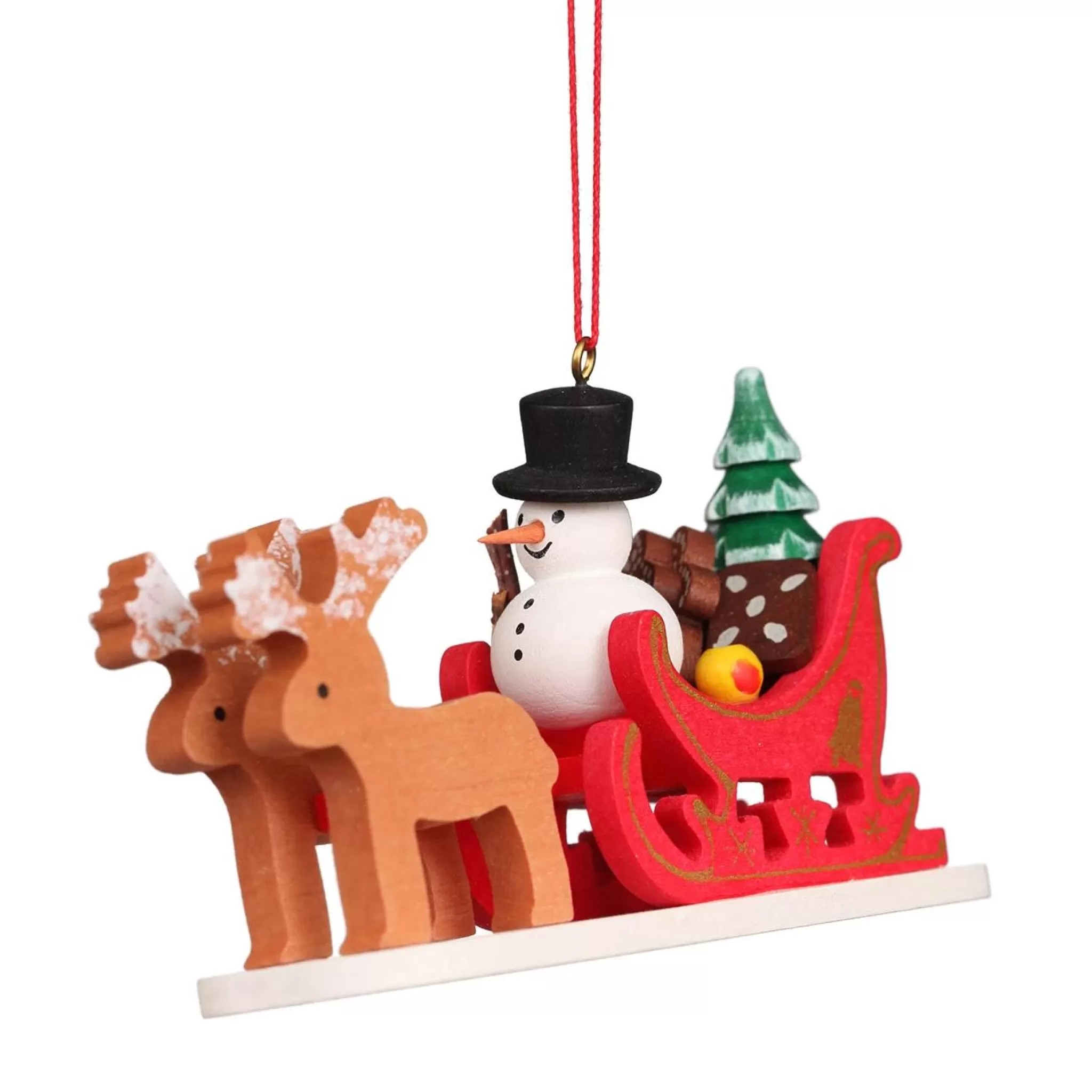 Christian Ulbricht Reindeer Sleigh With Snowman - Christmas Tree Decoration